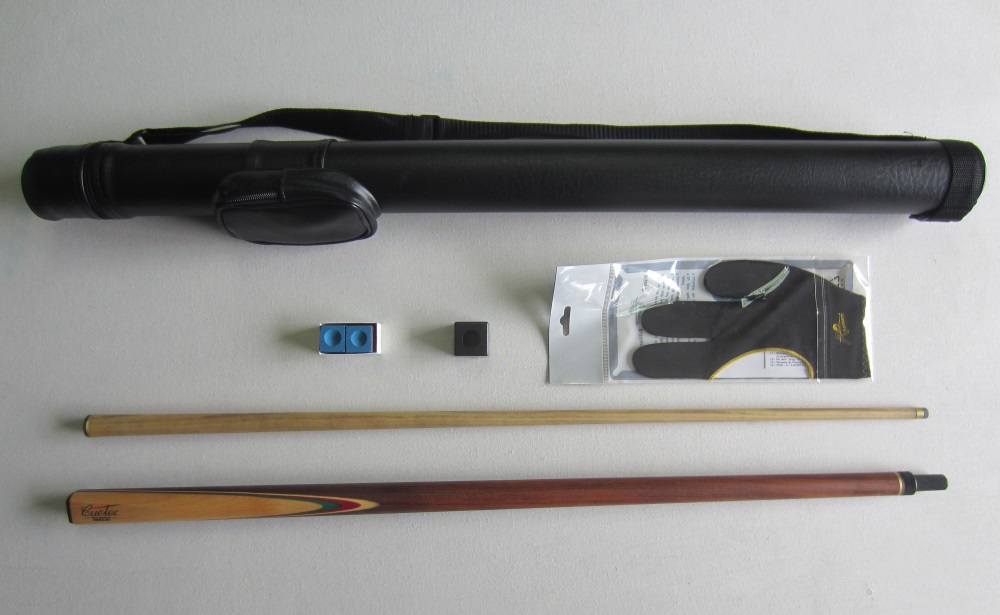 Taco Snooker Cuetec - 10 mm + Estojo WINNER 1P/1V + Luva Laperti + Porta Giz Buffalo + Giz Master (2)